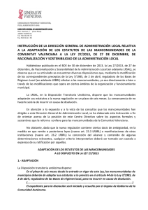 Instrucción DGAL relativa a la adaptación de los estatutos de las mancomunidades de la Comunitat Valenciana