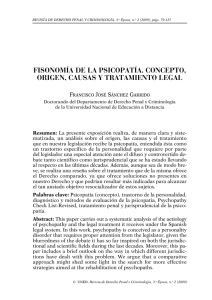FISONOMÍA DE LA PSICOPATÍA. CONCEPTO, ORIGEN, CAUSAS Y TRATAMIENTO LEGAL F J