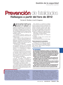 Prevenci n de fatalidades Prevenci n Hallazgos a partir del foro de 2012 Por Jan K. Wachter y Lon H. Ferguson
