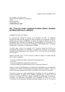 Oposici n de los demandantes a la recusaci n del Tribunal de arbitraje propuesta por Chile - 30/09/2005