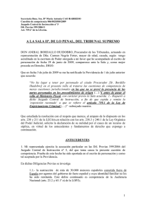 Tribunal Supremo. Sala Penal. Contra Providencia de 01/07/2009 con contenido de Auto, recurso de nulidad de Carmen Negrin