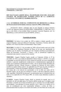 Carta Rogatoria a Bermudas de embargo de bienes de Augusto Pinochet - 20/04/2001