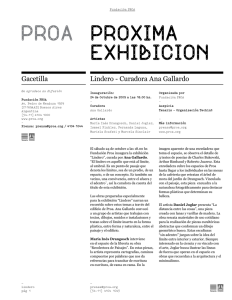proxima exhibicion proa Lindero - Curadora Ana Gallardo