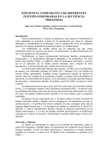 EFICIENCIA COMPARATIVA DE DIFERENTES FUENTES FOSFORADAS EN LA SECUENCIA TRIGO/SOJA