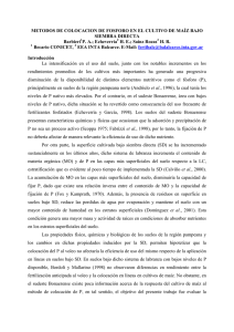 METODOS DE COLOCACION DE FOSFORO EN EL CULTIVO DE MAÍZ... SIEMBRA DIRECTA Barbieri P. A.; Echeverría