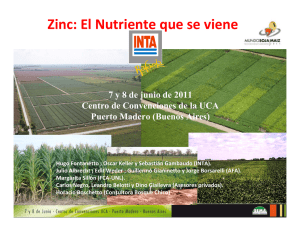 Zinc: El Nutriente que se viene 7 y 8 de junio de 2011 Puerto Madero (Buenos Aires)