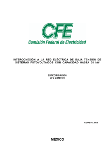 Interconexión a la Red Eléctrica de Baja Tensión de Sistemas Fotovoltaicos con capacidad de hasta 30kW