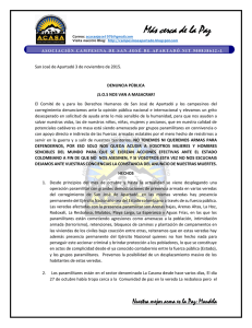 Denuncia del Comité de Paz de San José de Apartadó sobre presencia paramilitar
