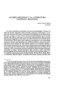 ALCIDES ARGUEDAS Y LA «LITERATURA NACIONAL» BOLIVIANA
