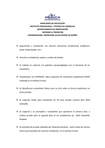 MINISTERIO DE EDUCACIÓN INSTITUTO PROFESIONAL Y TÉCNICO DE VERAGUAS DEPARTAMENTO DE ORIENTACIÓN
