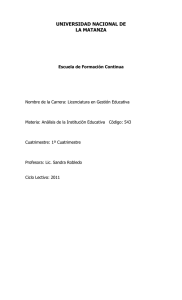 (COD. 543) ANÁLISIS DE LA INSTITUCIÓN EDUCATIVA