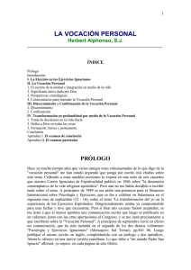 LA VOCACIÓN PERSONAL Herbert Alphonso, S.J. ÍNDICE