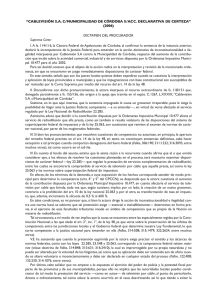 “CABLEVISIÓN S.A. C/MUNICIPALIDAD DE CÓRDOBA S/ACC.DECLARATIVA DE CERTEZA” (2006)