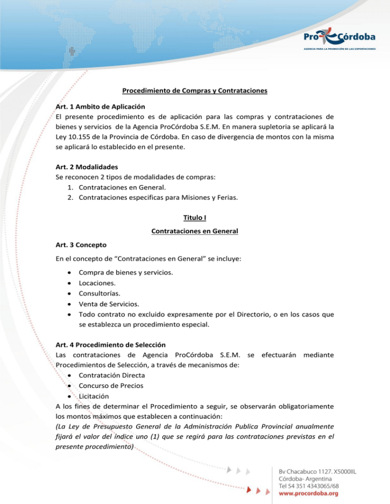 Procedimiento De Compras Y Contrataciones