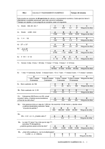 RN.4 Tiempo: 20 minutos CALCULO Y RAZONAMIENTO NUMÉRICO