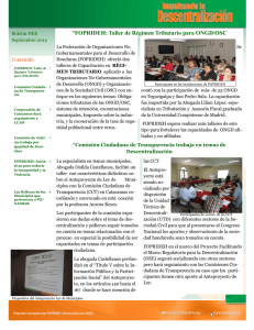 “FOPRIDEH: Taller de Régimen Tributario para ONGD/OSC Boletín DEE Septiembre 2012