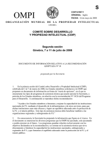 OMPI S COMITÉ SOBRE DESARROLLO Y PROPIEDAD INTELECTUAL (CDIP)