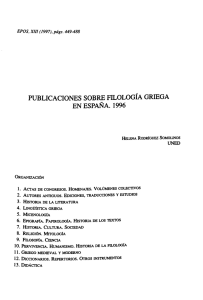 PUBLICACIONES SOBRE FILOLOGÍA GRIEGA EN ESPAÑA. 1996 EPOS, XIII (1997), págs. 449-488 UNED