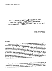 GUÍA (BREVE) PARA LA INVESTIGACIÓN Y ESTUDIO DE LA LITERATURA ESPAÑOLA: