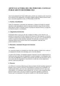 Leer Articulo Dr. Perez del Castillo - REGLAMENTACIÓN LICENCIA ANUAL