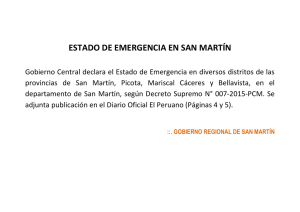 Gobierno Central declara el Estado de Emergencia en diversos distritos de las provincias de San Martín, Picota, Mariscal (2015-01-28)