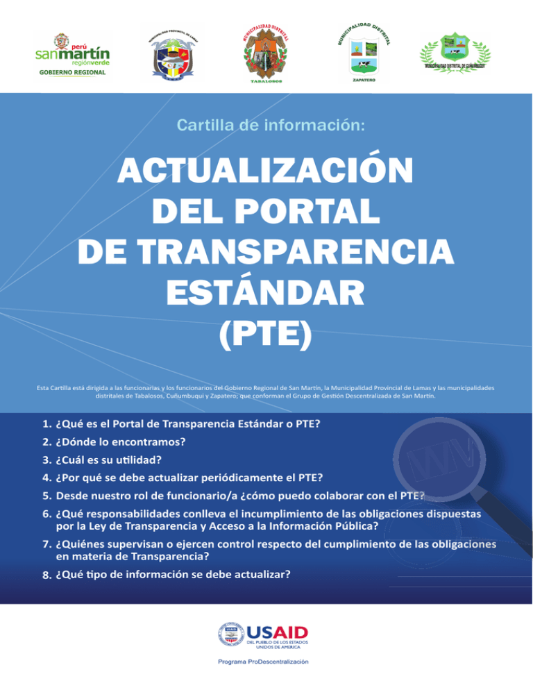 El Portal De Transparencia Est Ndar Pte Qu Es D Nde Se Ubica