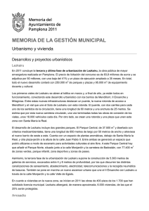 MEMORIA DE LA GESTIÓN MUNICIPAL Urbanismo y vivienda Desarrollos y proyectos urbanísticos Lezkairu