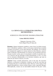 LA CIENCIA EN LA LITERATURA ESPAÑOLA DECIMONÓNICA SCIENCE IN 19TH-CENTURY SPANISH LITERATURE