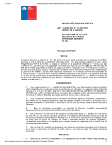 Rol regional N° 237/2014 recursos naturales infracción decreto N° 100