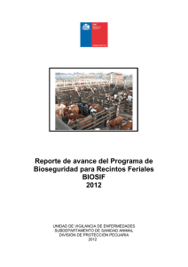Informe de avance Programa de Bioseguridad para Recintos Feriales, BIOSIF, 2012
