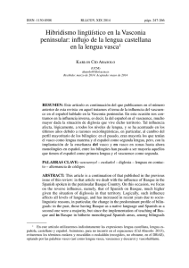 Hibridismo lingüístico en la Vasconia peninsular: influjo de la lengua castellana