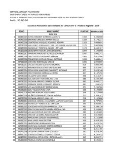 Listado de Postulantes Seleccionados del Concurso N° 3 - Praderas Regional – SIRSDS 2016 Región de Bío Bío