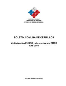 BOLETÍN COMUNA DE CERRILLOS  Victimización ENUSC y denuncias por DMCS Año 2008