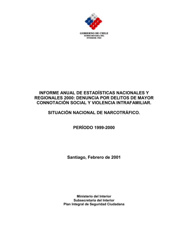 INFORME ANUAL DE ESTADÍSTICAS NACIONALES Y CONNOTACIÓN SOCIAL Y