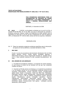 Fija exigencias sanitarias para la internación de equinos en forma definitiva y de doble hemisferio a Chile y deroga resoluciones que indica -TEXTO CONSOLIDADO- -DEROGADA-