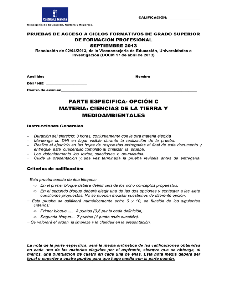 Pruebas De Acceso A Ciclos Formativos De Grado Superior Septiembre