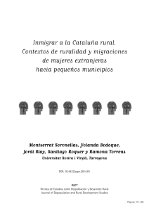Inmigrar a la Cataluña rural. Contextos de ruralidad y migraciones de mujeres extranjeras hacia pequeños municipios