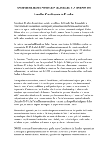 Ganador del premio protección del derecho a la vivienda 2008: El Gobierno de Ecuador.pdf [423,66 kB]