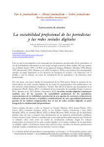 About journalism review Convocatoria La sociabilidad profesional de los periodistas y las redes sociales digitales