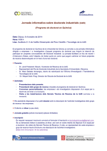 Jornada informativa sobre doctorats industrials (UdG) Programa de doctorat en Química