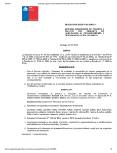 RESOLUCIÓN EXENTA Nº:274/2015 APRUEBA  MONOGRAFÍA  DE  PROCESO  Y EXCLUYE  DEL 