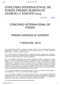 CONCURSO INTERNACIONAL DE POESÍA PREMIO MAROSA DI GIORGIO 1ª EDICION 2013 POESÍA