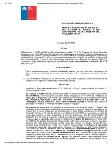 Modifica resolución N° 241 de 2014 que autoriza el ingreso y uso experimental de una muestra del plaguicida KIF-230