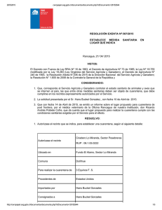 RESOLUCIÓN EXENTA Nº:567/2015 ESTABLECE  MEDIDA  SANITARIA  EN LUGAR QUE INDICA Rancagua, 21/ 04/ 2015