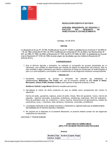 RESOLUCIÓN EXENTA Nº:2617/2015 APRUEBA  MONOGRAFÍA  DE  PROCESO  Y EXCLUYE  DEL 