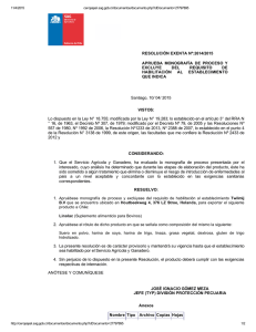 RESOLUCIÓN EXENTA Nº:2614/2015 APRUEBA  MONOGRAFÍA  DE  PROCESO  Y EXCLUYE  DEL 