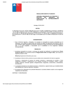 RESOLUCIÓN EXENTA Nº:3205/2015 APRUEBA  MONOGRAFÍA  DE  PROCESO  Y EXCLUYE  DEL 