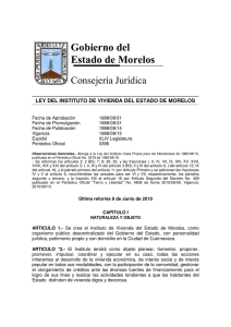 Ley del Instituto de Vivienda del Estado de Morelos.
