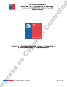 Muestreo microbiológico de canales y carcasas en plantas faenadoras de exportación