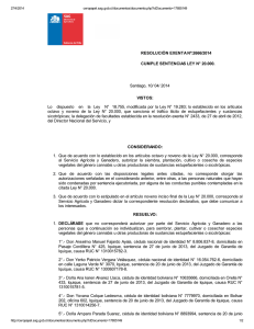 RESOLUCIÓN EXENTA Nº:2666/2014 CUMPLE SENTENCIAS LEY N° 20.000. Santiago, 10/ 04/ 2014 VISTOS: